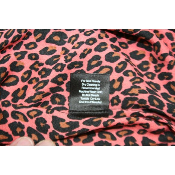 J Peterman Leopard Print Blouse Women 18 Pink Long Sleeve Dressy Top Office Chic - Picture 7 of 10